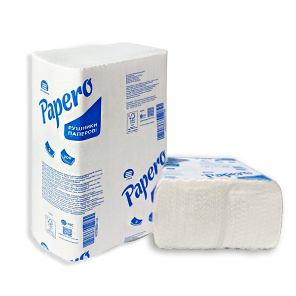 Рушники листові Z-складення двохшарові 200 шт, Papero